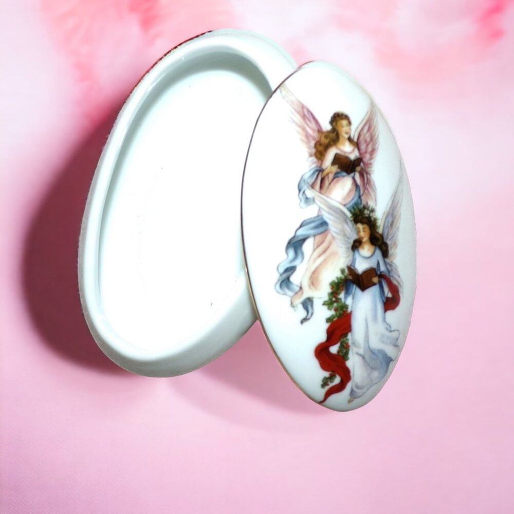 Vintage Angel Porcelain  Trinket Box Reutter Porzellan Germany